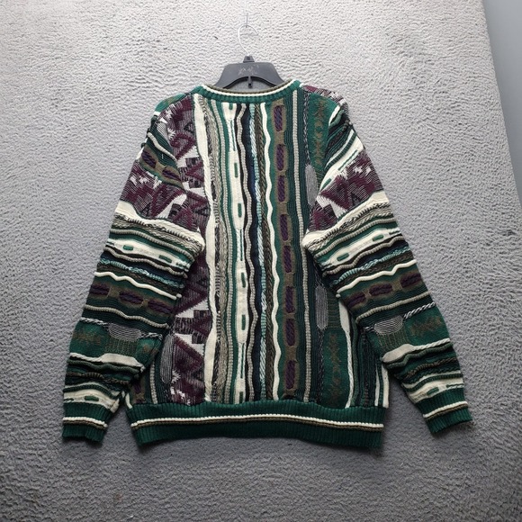 Le Tigre Sweater Mens L Multi Geometric 3D Knit Long Sleeve Crew Neck Pullover - Picture 2 of 12